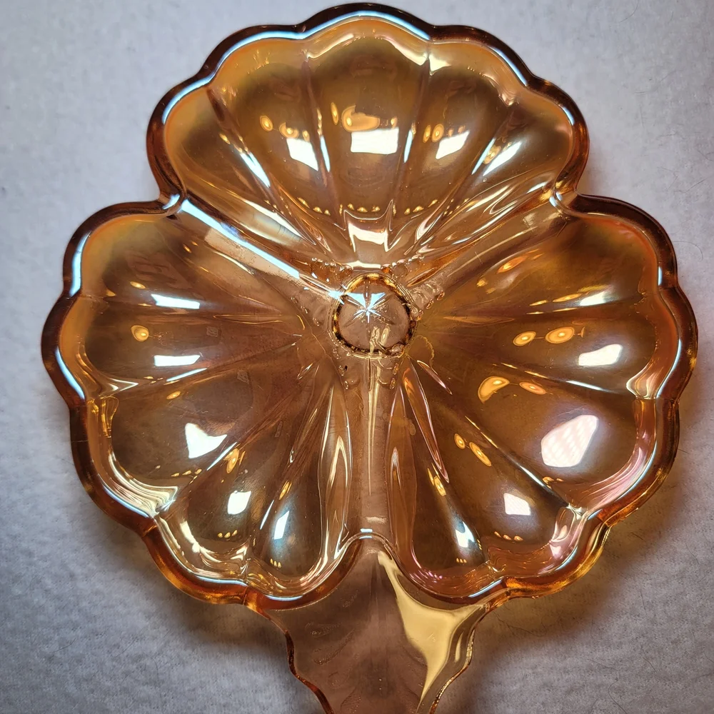 0823. Set of 2 ~ Vintage ~ Jeanette ~ Iridescent Marigold Carnival Glass ~ NICE!